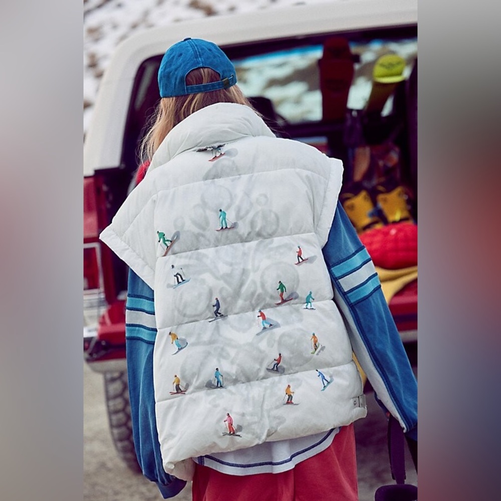 Free people In A Bubble Printed Puffer Vest ski combo